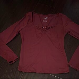 Tight Fitting Elegant Burgundy Long Sleeve Top perfect for Christmas